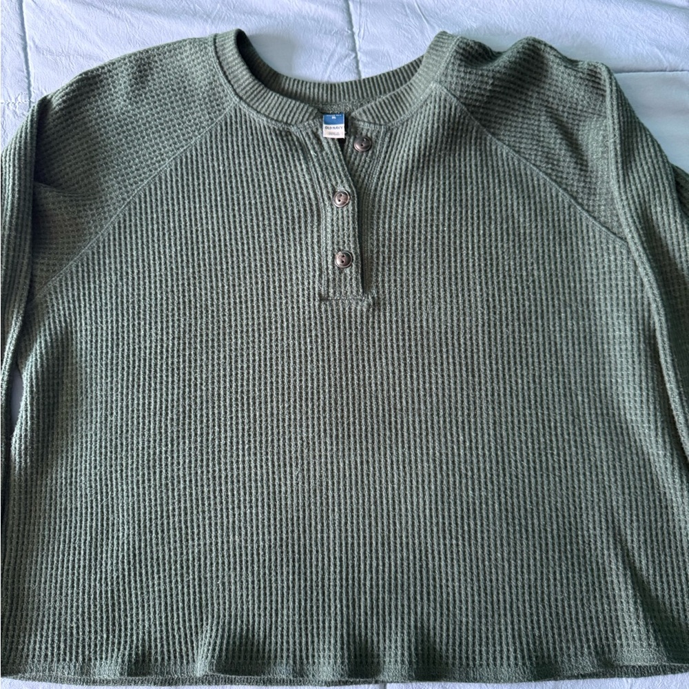 Old Navy Green Plush Knit Henley